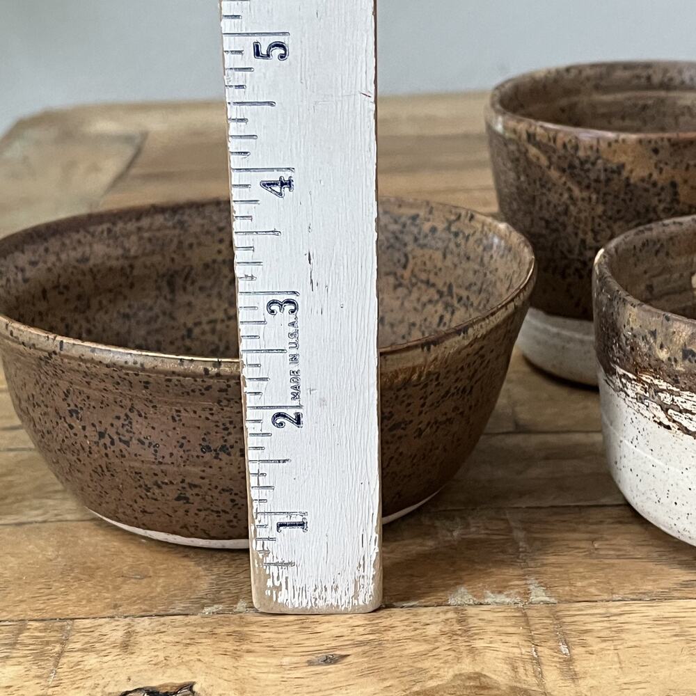 Studio Art Stoneware Bowl & Cup Set (3) Speckled Two Tone Dipped Semi-Matte - Picture 13 of 16